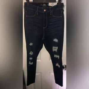 Hollister Women's Dark Indigo Ripped Skinny Jeans NWT 7S 28